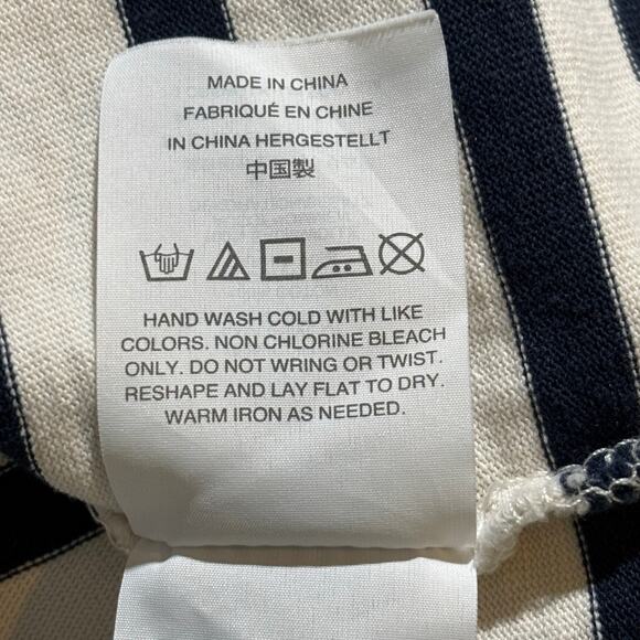 J. Crew Women's Large Stripe Embroidered Lips Kiss Long Sleeve Tunic Top Shirt - Picture 4 of 10